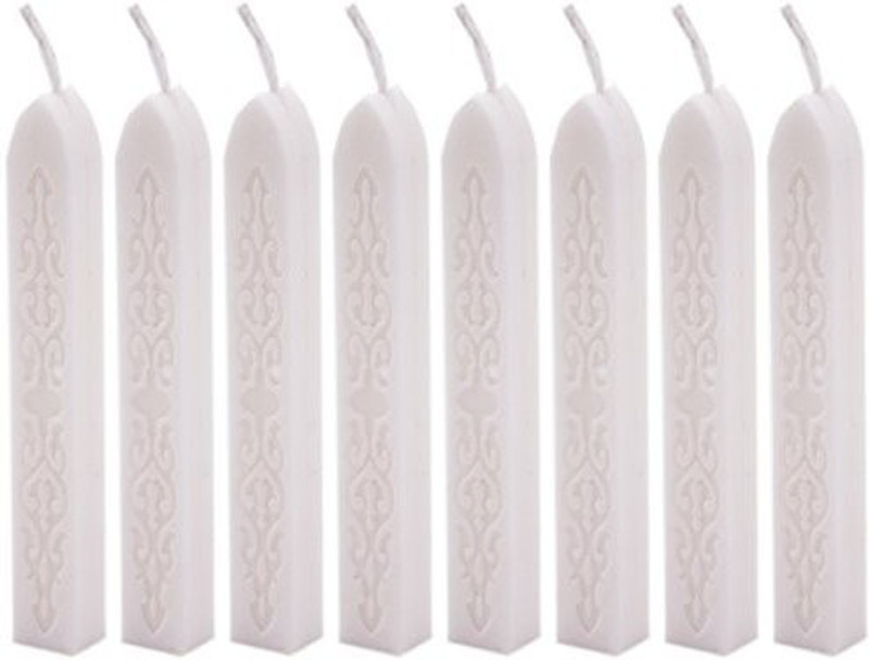 ocharzy 8Pcs Multi-Color Manuscript Sealing Seal Wax Sticks With Wick For Envelope Letter (A, White)