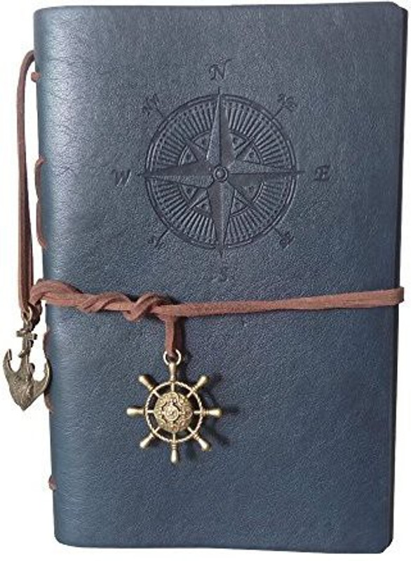 koboome Leather Writing Journal Notebook, Vintage Nautical Classic Spiral Bound Refillable Daily Notepad Sketchbook Travel To Write In,