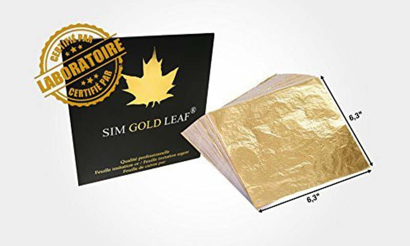 sim gold leaf Imitation Gold Leaf Sheets, 100 Sheets, 16X16Cm, Interleaved 6-1/4-Inch