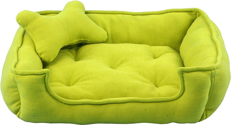Fluffy Fluffy's Luxurious Reversible Polyester Filled Soft Dog and Cat Bed, Fluorescent Green (Medium) M Pet Bed(Green)