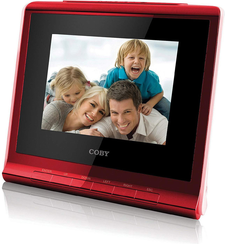 Coby Digital Photo Frame with Alarm Clock 3.5 Digital Photo Frame(1 GB, Red)