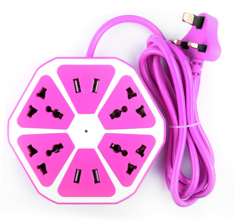 secro Surge-Protected Power Strip, Smart 4-Outlet with 4-USB Hexagon Creative Surge Protector Power Socket with 6ft Cord for Home / Office (Purple) Charging Station(Xbox One)