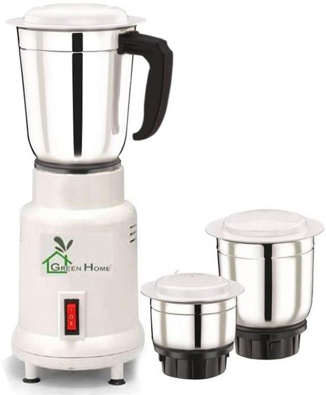 Green Home LT3 450 W 3 STAINLESS STEEL JAR 450 W Mixer Grinder(White, 3 Jars)