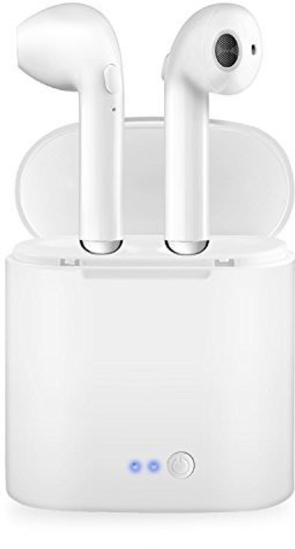 mobimox 7 plus 128 gb Bluetooth Headset with Mic(White, In the Ear)