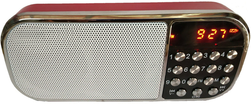 CRETO latest model high sound fm radio with digital clock support usb, memory card, headphone out FM Radio(Red)
