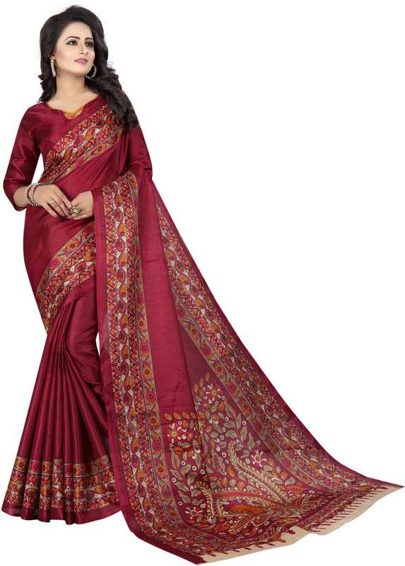 nakarani Printed Kanjivaram Art Silk Saree(Multicolor)