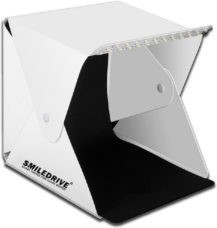 Smiledrive Portable Professional Mini Photo Light booth Box Product Photography Studio–40x40x40 cm with fixed LED, 2 Backgrounds Square Softbox(40 cm x 40 cm)