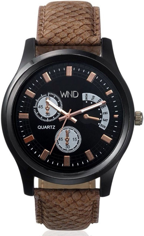 wishndeal W188MSBR Brown Dial With Artificial Leather Strap Analog Watch  - For Men