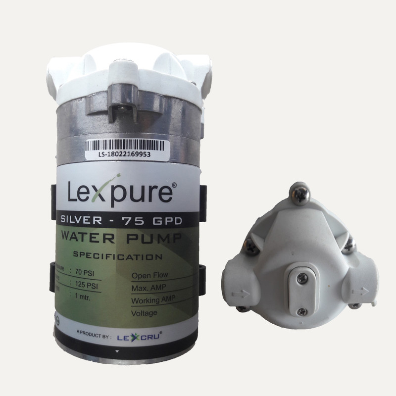 lexcru MoonGlade Lexpure Silver Booster RO Pump-75 GPD 24v DC, Working in 24v & 36v DC Power Supply + 2pcs Connector Diaphragm Water Pump(0.01 HP)
