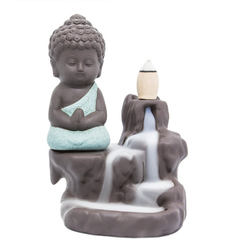 royal creations Incense Burner Backflow Tower Cones Sticks Holder Ceramic Porcelain Buddha Ceramic, Plastic Incense Holder Set(Multicolor)