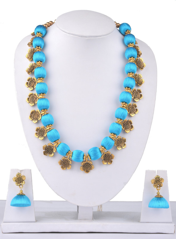 mds fashions Plastic, Wood, Silk Dori, Stone Jewel Set(Blue)