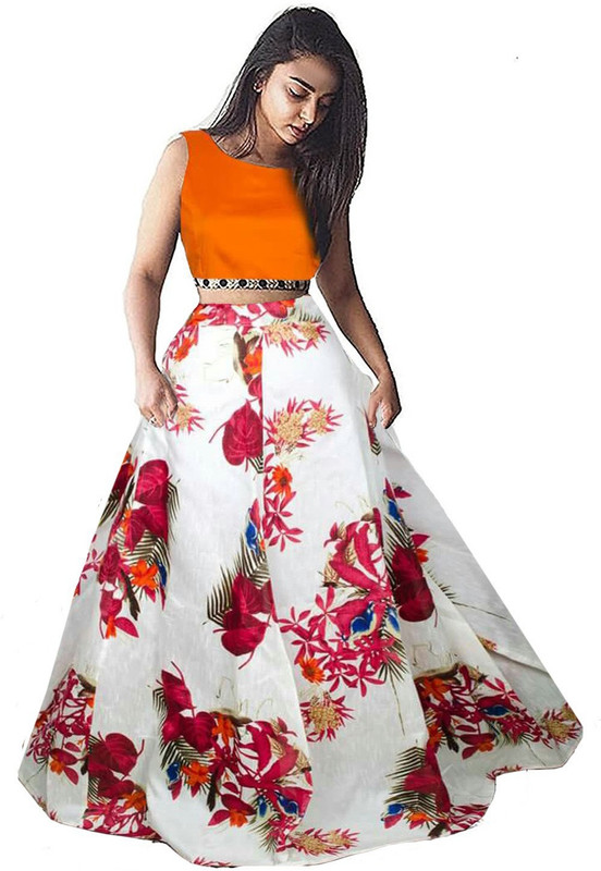shelvinzas Floral Print Semi Stitched Lehenga Choli(Multicolor)
