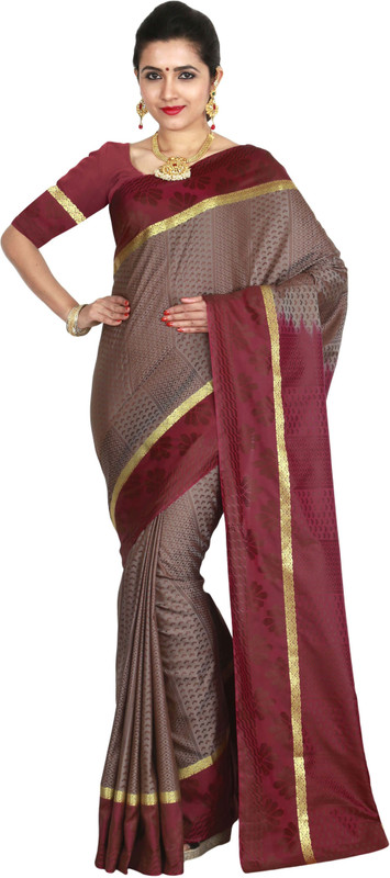 arars Woven Kanjivaram Poly Silk, Art Silk, Poly Silk Saree(Brown)