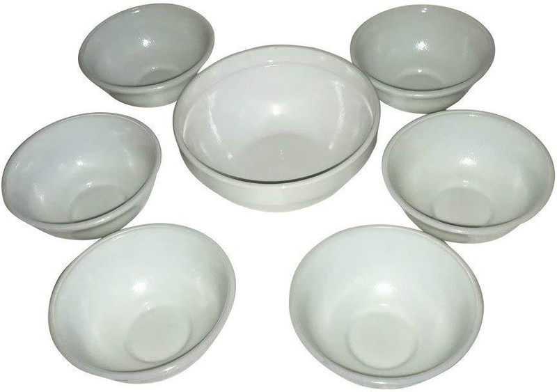 adaraforever Exclusive Premium Quality White Opal Stack Bowls Glass Big Bowl/Mixing Bowl/Multipurpose Bowl Set of 7 Pcs. Opalware Serving Bowl(White, Pack of 1)