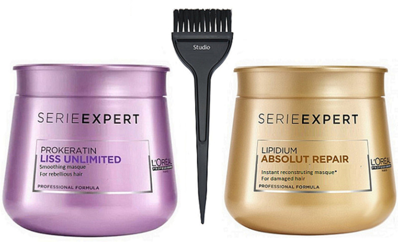 studio Hair Brush, Loreal Serie Expert Prokertin Liss Unlimited Masque 250 ml With Series Expert Absolute Repair Lipidium Masque 250 Ml(3 Items in the set)