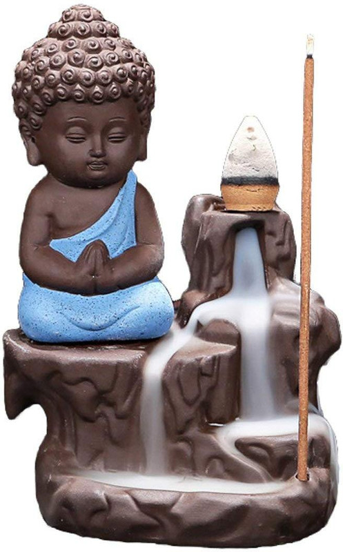 royal home creations •	Back-flow incense burner creates an illusion of a smokey waterfall Decorative Showpiece  -  8 cm(Wood, Multicolor)