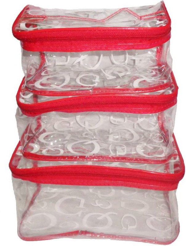 shivanshshine cosmetic bag bridal organizer jewellry srorage makeup kits 3 pc sets (Red) Makeup Kits Vanity Box(Red)
