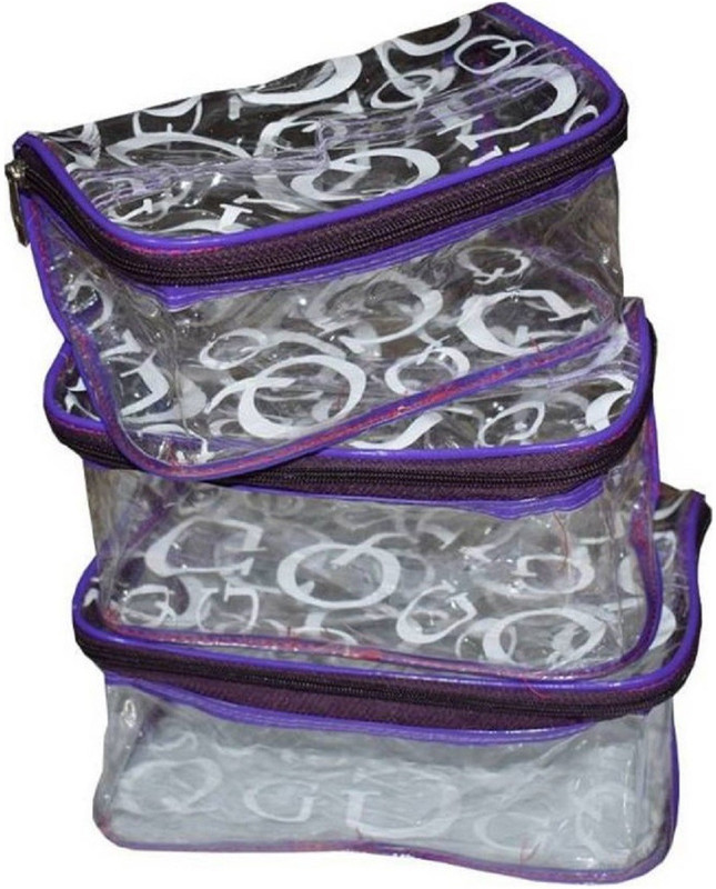 shivanshshine cosmetic bag bridal organizer jewellry srorage makeup kits 3 pc sets (Purple) Makeup Kits Vanity Box(Purple)