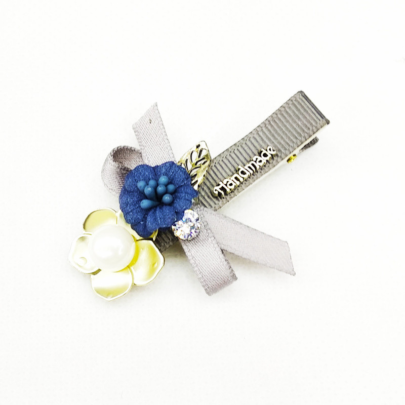 fairytale fancy alligator clips with flower and bow beautiful design.party wear Hair Pin, Hair Clip(Gold, Grey)