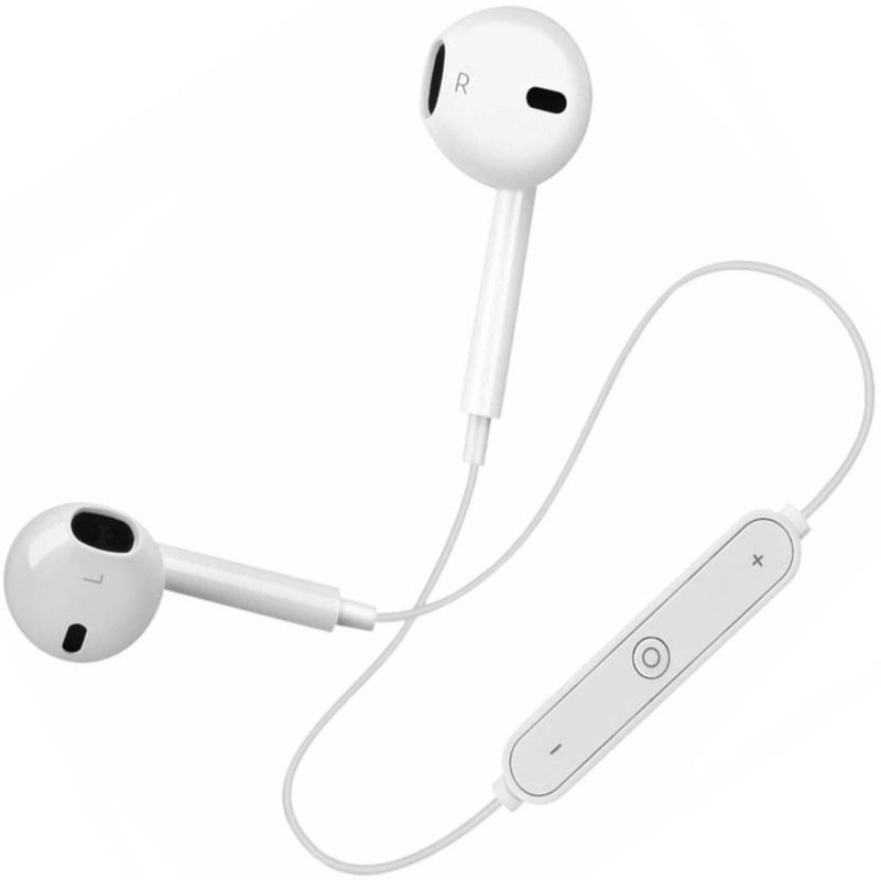 vmbs Compatible Bluetooth Wireless Sports Headphones with Mic White Bluetooth Headset with Mic(White, In the Ear)