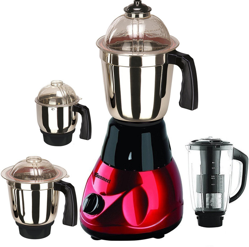Sunmeet Metallic 750 MetallicRed4jar750W 750 W Mixer Grinder(Red, 4 Jars)