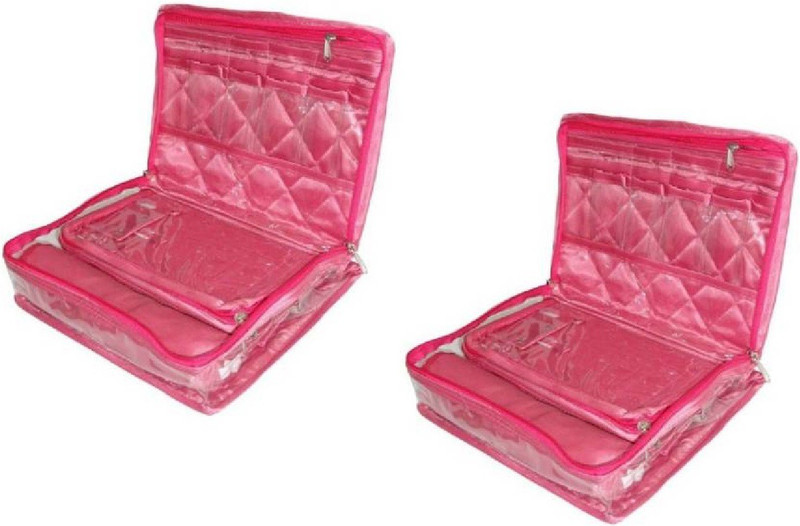 shivanshshine Set Of 2 Pc Necklace Bangle Locker Cosmetic Storage Vanity Bag (Pink) Vanity Bag Vanity Box(Pink)