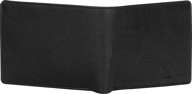 insta service Men Black Artificial Leather Wallet(8 Card Slots)