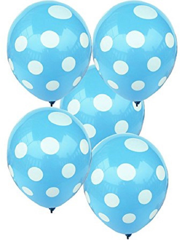 kala decorators Printed Light Blue Polka Dot Balloon[50 Pcs] for Birthday,Wedding,Festival Balloon(Blue, Pack of 50)