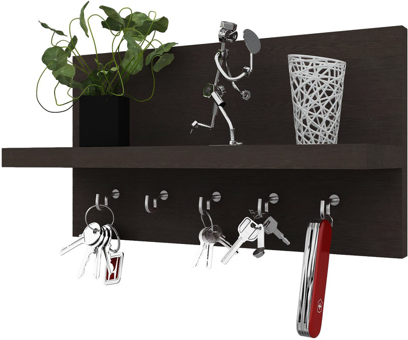 luxus key holder Wood Key Holder(5 Hooks, Brown)
