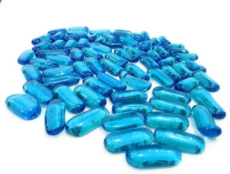 stone pebbles BC Regular Square Fire Glass Pebbles(Blue 500 g)