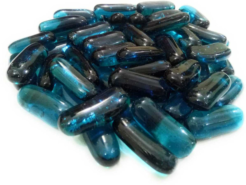 stone pebbles Dark Blue Home Decorative Capsule Shape Glossy Pebbles Stone for Home & Garden Decor, Aquarium Stones (500 Gm) Regular Oval Fire Glass Pebbles(Blue 500 g)