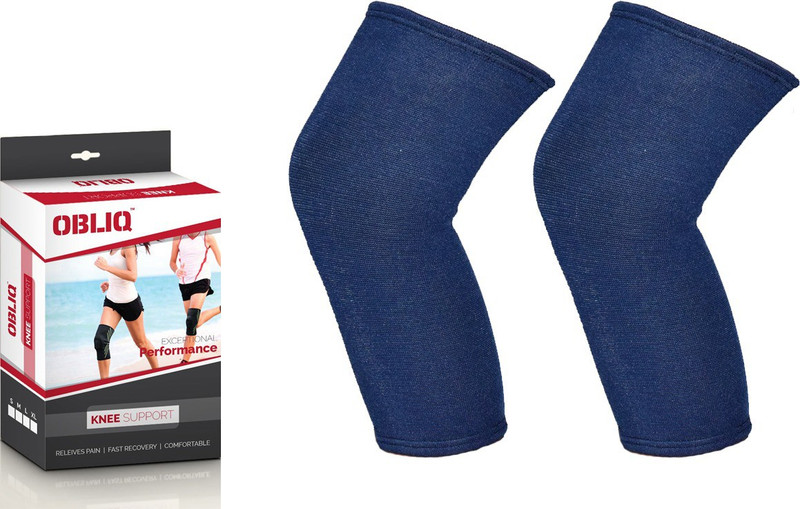 obliq Knee Cap Support Compression Sleeve for Pain Relief (1 Pair) Knee Support(Blue)