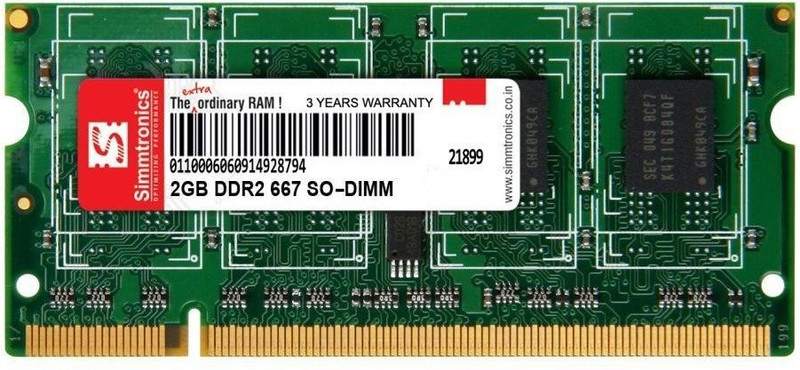 simtronics 667-5300 DDR2 2 GB (Single Channel) Laptop (Simmtronics 2 Gb Dddr-2 667 Mhz Pc 5300 For Laptop)(Green)