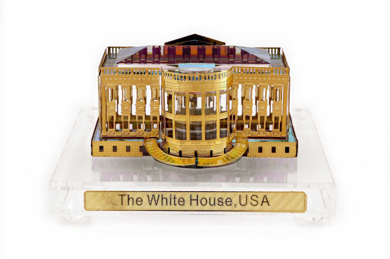 kolambas Kolambas Crystal 24 karat Gold Plated WHITE HOUSE Home Decorative Model Miniature Souvenir Corporate Showpiece Decorative Showpiece  -  5 cm(Crystal, Gold)