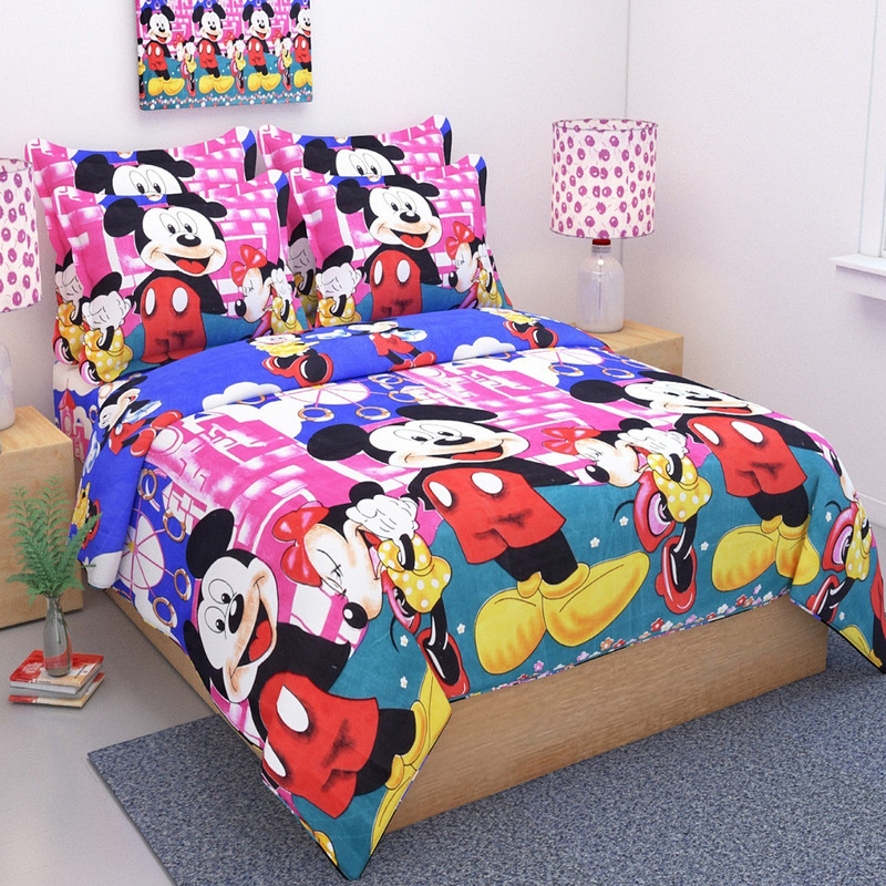 sainam 144 TC Cotton Double Cartoon Bedsheet(Pack of 1, Multicolor)