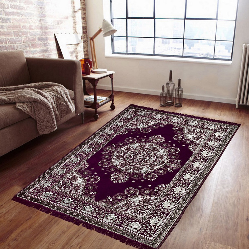 kihome Purple Chenille Carpet(147 cm  X 208 cm)