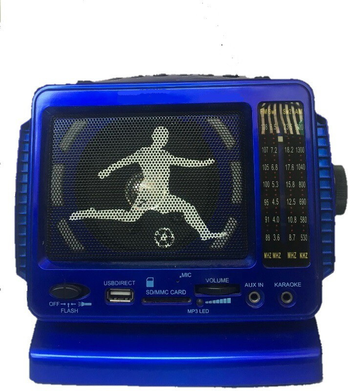 OYD tv shape fm radio sl 9114 support, usb pendrive, aux in, memory card , radio record, karaoke support side torch light, flash light FM Radio(Blue)