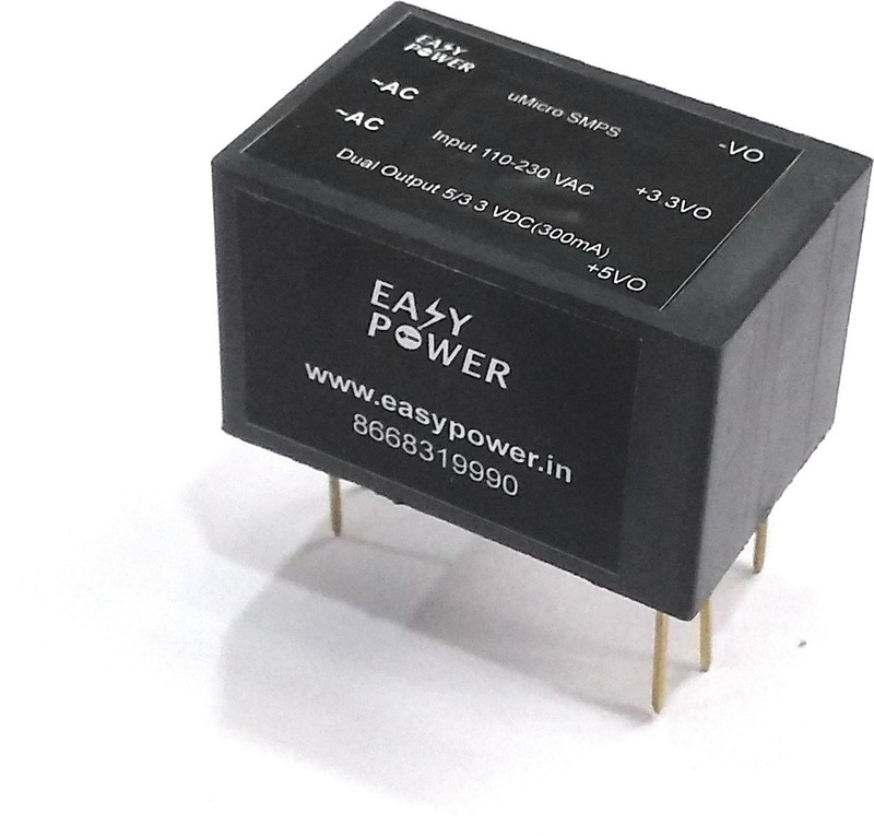 microsmps PCB mountable 230 VAC to 3.3 - 5 VDC / 300 mA isolated power supply module(Black)