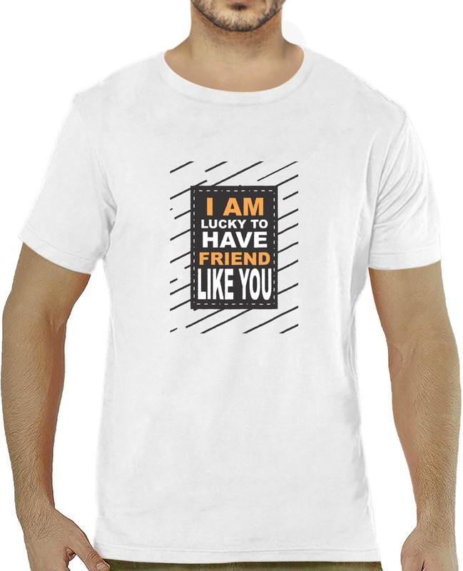 pooplu Printed Men Round or Crew White T-Shirt