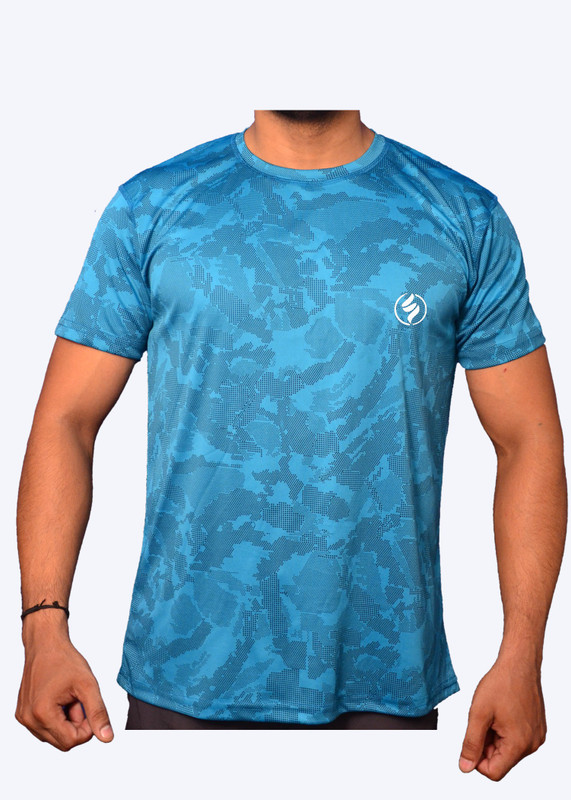sh saha enterprises Printed Men Round Neck Light Blue T-Shirt