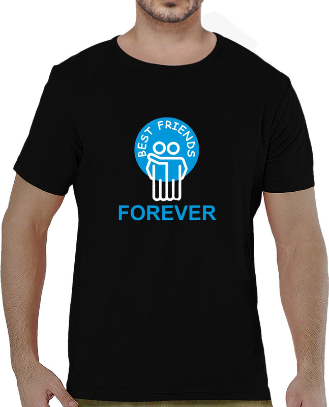 pooplu Printed Men Round or Crew Black T-Shirt