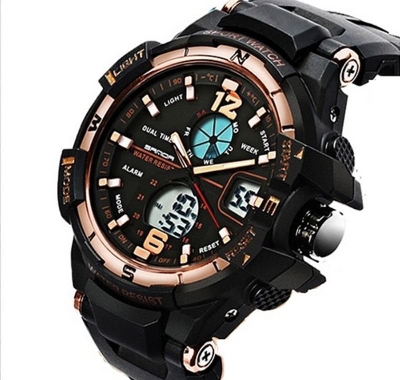 Sanda AquaSandaw6 SANDA 289 Watch Men G Style Waterproof Sports Military Watches Hombre Men's Luxury Analog Digital Shock Watch-ROSE GOLD Analog-Digital Watch  - For Men