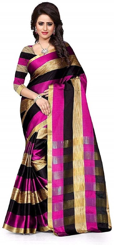 Ganga shree Self Design Bollywood Cotton Silk Saree(Multicolor)