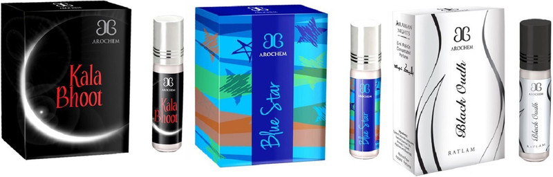 Arochem Black oudh Blue star Kala Bhoot Combo Floral Attar(Sandalwood)