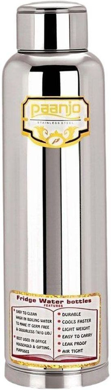 panjoo TIT Water Bottle 900 ml Bottle(Pack of 1, Steel/Chrome)