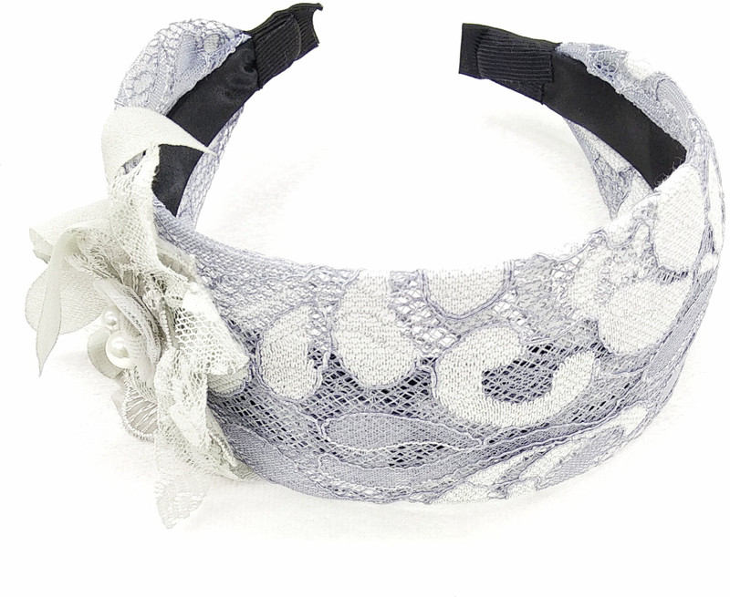 fairytale Premium Light Blue Colour Filigree PatternÂ With Flower Thick Headband For Girls And Woman Head Band(Blue, White)
