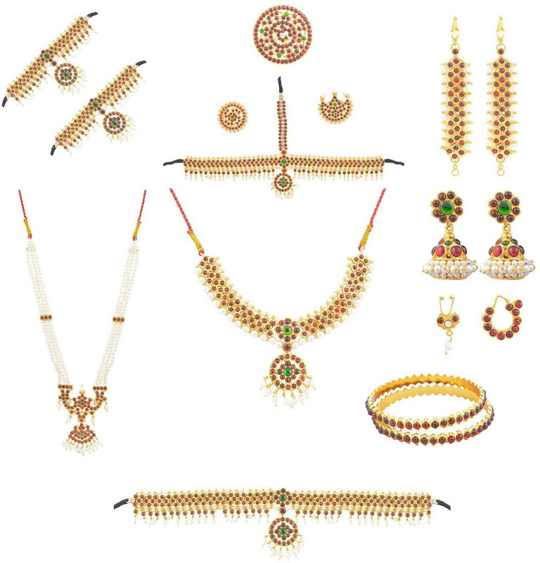 bharatanatyam jewellery Brass Jewel Set(Multicolor)