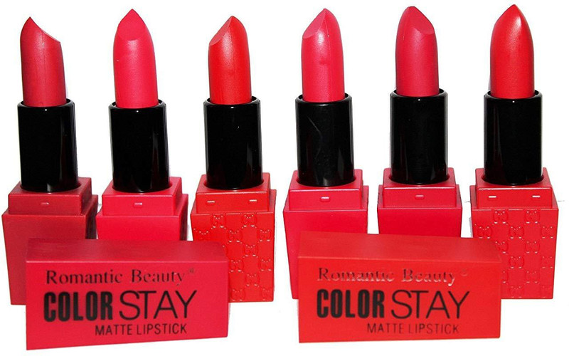 romantic beauty Color Stay Matte Lipstick combo 6(Multicolor, 6 ml)