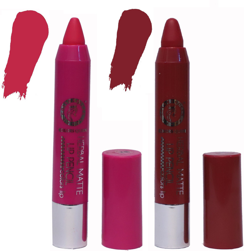 COLORS QUEEN Long Lasting & Waterproof Herbal Colors Matte Lip Pencil combo(Sharbati Pink ( Onion Purple, Glam pink ( Cherry, 10 g)
