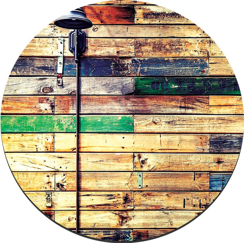 CRAZYINK MPADROUND-Patches Wooden Planks Mousepad(Multicolor)